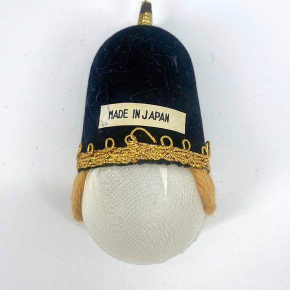 Vintage Japan Ornaments Soldier Head Nylon Felt Yarn Christmas Green Blue - Picture 4 of 15